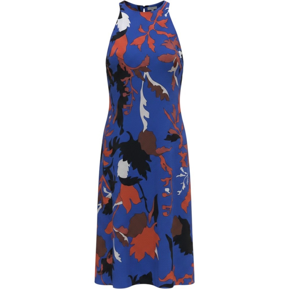 Rachel Rachel Roy‎ Blue Floral High Neck Halter Midi Dress Large NWT